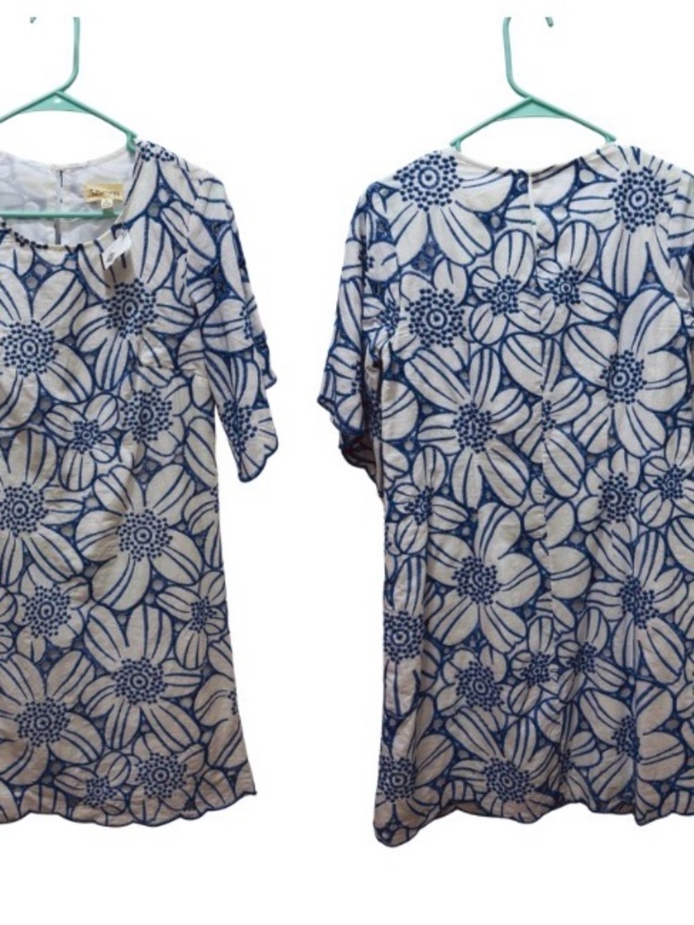 52seven Embroidered Dress with Blue Floral Print (lined) NWT